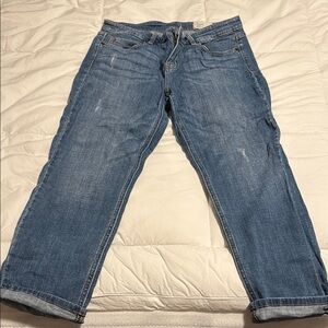 Casual Blue Cropped Denim Pants